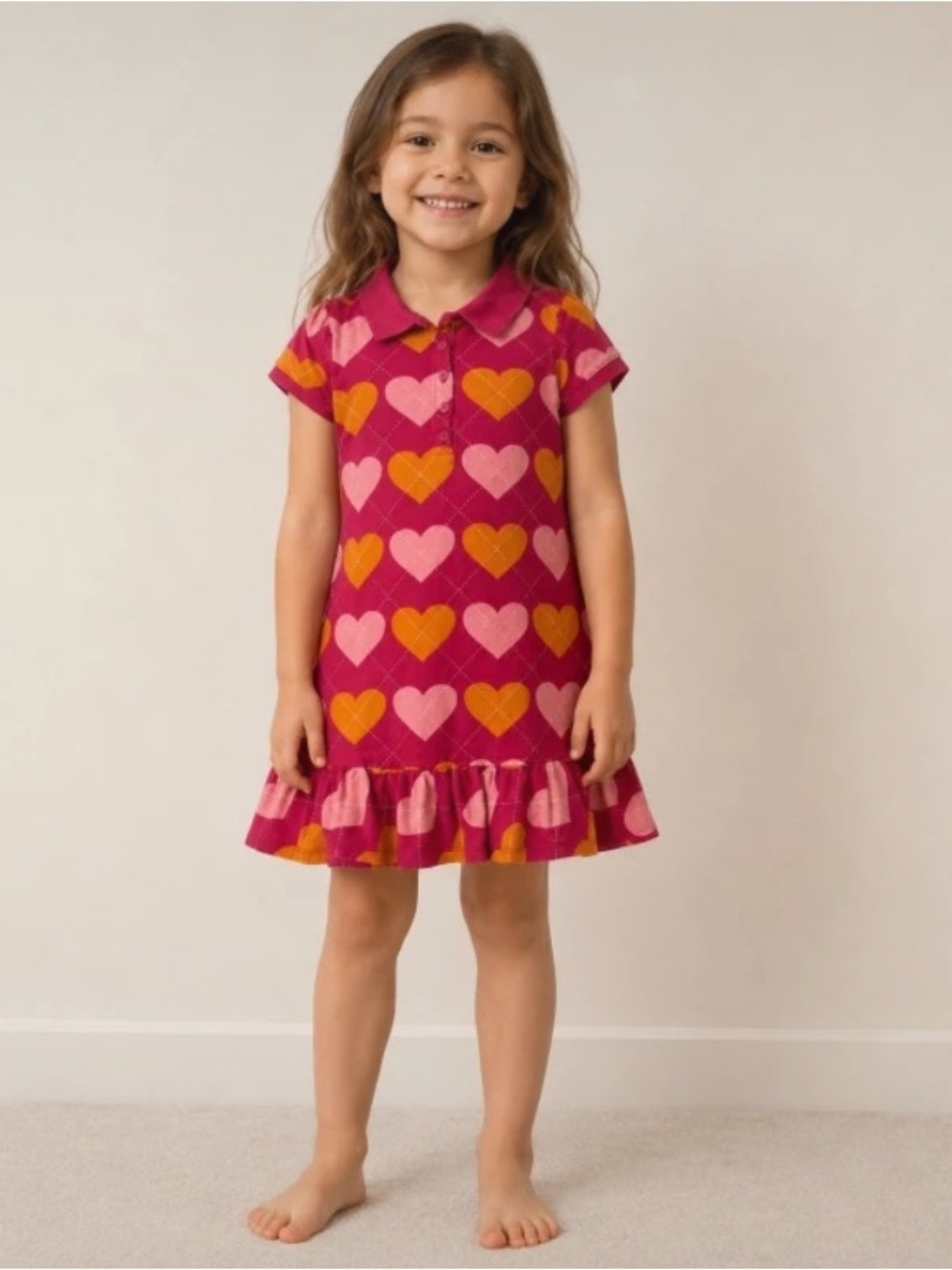 Polo by Ralph Lauren Girls' Pink and Orange Heart Polo Dress